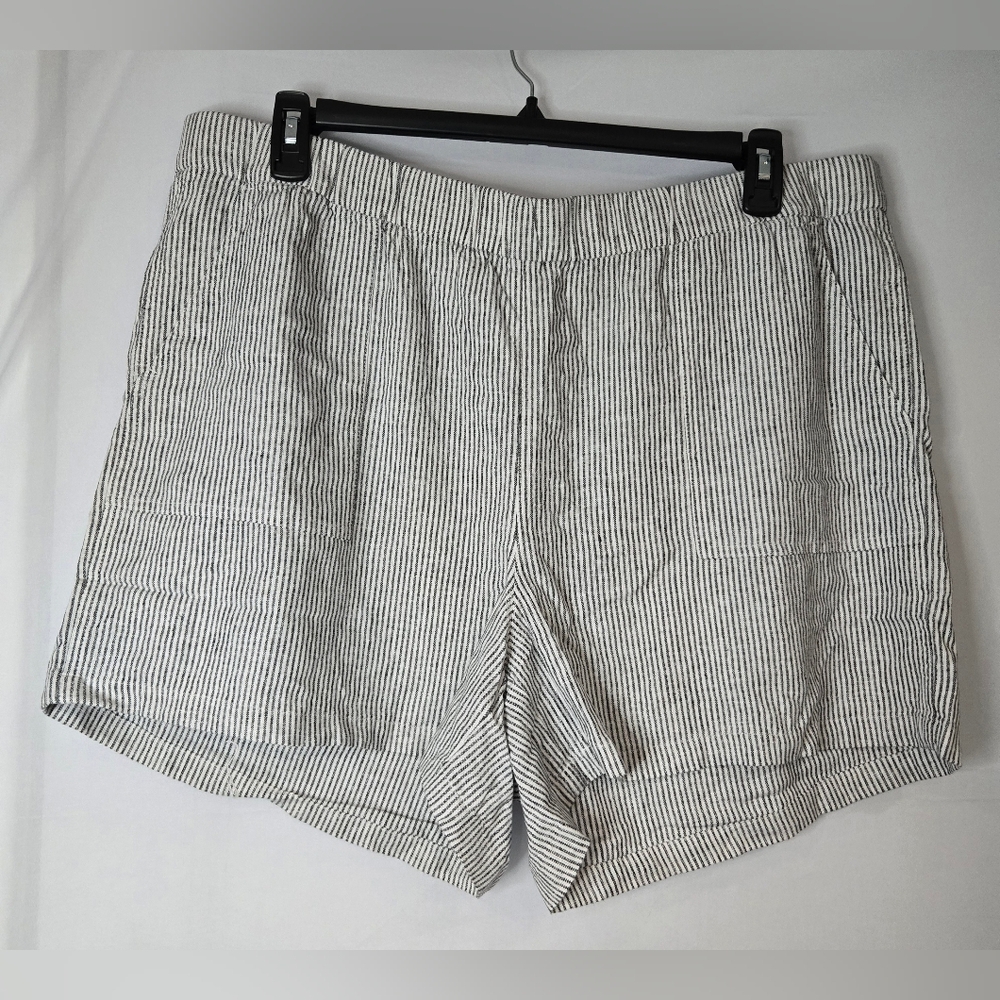 J. Crew Black and White Striped Linen Blend Women's Shorts NWT Size XXL